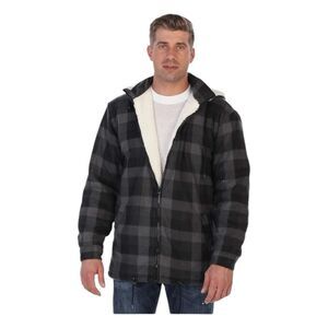 Gioberti Faux Fur Lined Buffalo Plaid Flannel Shacket Jacket M